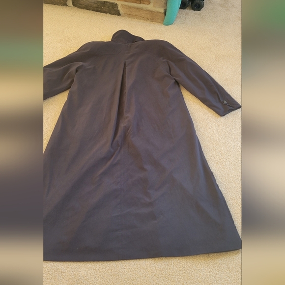 Vintage American Bazaar Navy Blue Long Trench Coat women's size 6 Preowned. - Picture 8 of 16